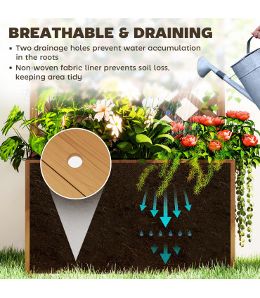 Outsunny Wooden Planter with Trellis and Drainage Holes, Natural