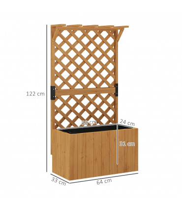 Outsunny Wooden Planter with Trellis and Drainage Holes, Natural