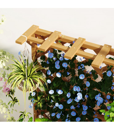 Outsunny Wooden Planter with Trellis and Drainage Holes, Natural