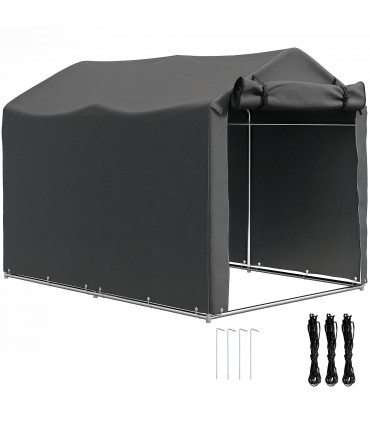 Outsunny Garden Tool Storage Shed with Roll-up Zipper Door, Dark Grey