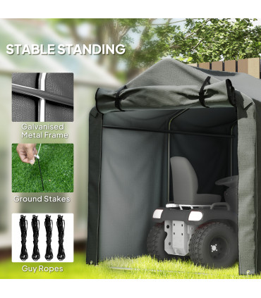 Outsunny Garden Tool Storage Shed with Roll-up Zipper Door, Dark Grey
