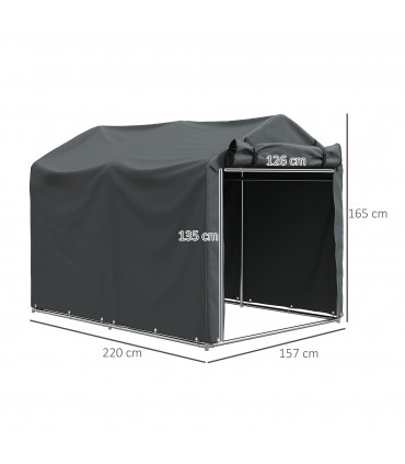 Outsunny Garden Tool Storage Shed with Roll-up Zipper Door, Dark Grey