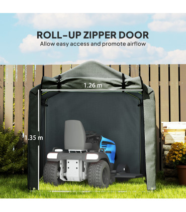 Outsunny Garden Tool Storage Shed with Roll-up Zipper Door, Dark Grey