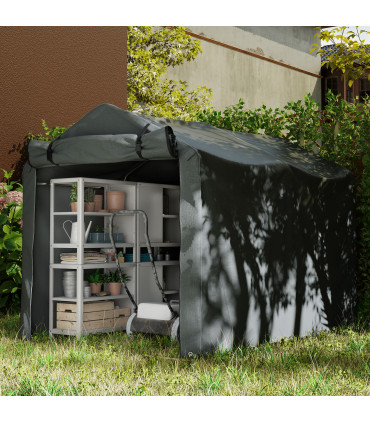 Outsunny Garden Tool Storage Shed with Roll-up Zipper Door, Dark Grey