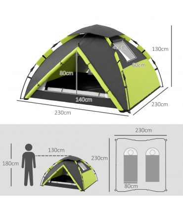 Outsunny 3-4 Man Camping Tent Portable with Bag, Quick Setup, Green