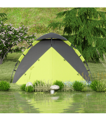 Outsunny 3-4 Man Camping Tent Portable with Bag, Quick Setup, Green