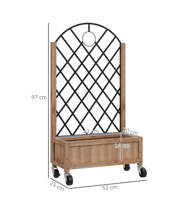 Outsunny Wooden Raised Bed, Outdoor Planter Box w/ Metal Trellis