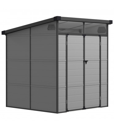 Outsunny 6 x 6ft Plastic Garden Shed with Windows and Air Vents, Light Grey