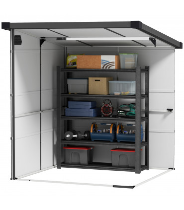 Outsunny 6 x 6ft Plastic Garden Shed with Windows and Air Vents, Light Grey