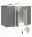 Outsunny 8 x 4 ft Garden Storage Shed, Outdoor Metal Shed, Light Grey