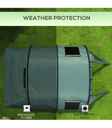 Outsunny 3-4 Persons Tunnel Tent, Two Room Camping Tent w/ Windows, Green