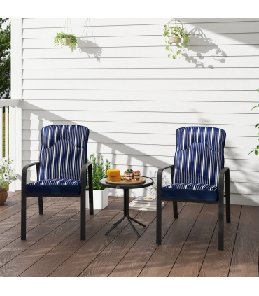 Outsunny 3-Piece Recliner Garden Chairs and Tempered Glass Table Set, Blue