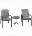 Outsunny 3-Piece Recliner Garden Chairs and Tempered Glass Table Set, Grey