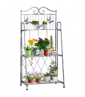 Outsunny 3-Tier Metal Folding Plant Stand Display Rack Bookshelf Unit Outdoor