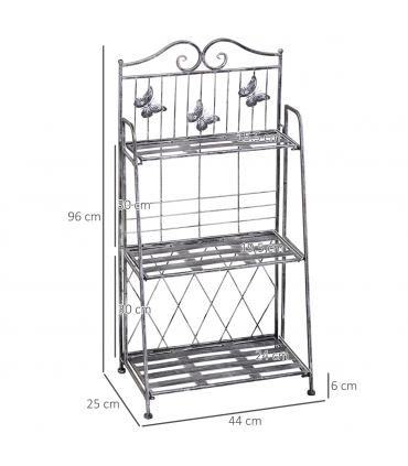 Outsunny 3-Tier Metal Folding Plant Stand Display Rack Bookshelf Unit Outdoor