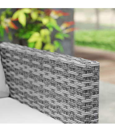 Outsunny 3PCS Rattan Bistro Set Glass Top Table and Chairs with 4 Cushions Grey