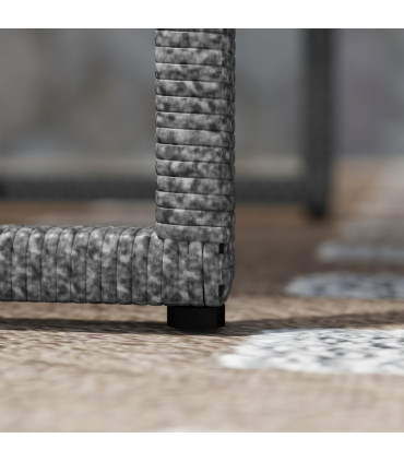 Outsunny 3PCS Rattan Bistro Set Glass Top Table and Chairs with 4 Cushions Grey