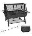 Outsunny 3-in-1 BBQ Rotisserie Grill Roaster Fire Pit for Outdoor Picnic Camping