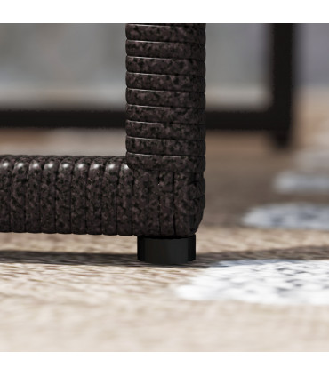 Outsunny 3PCS Rattan Bistro Set Glass Top Table and Chairs with 4 Cushions Brown