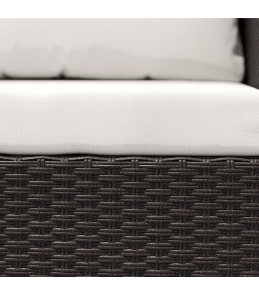 Outsunny 3PCS Rattan Bistro Set Glass Top Table and Chairs with 4 Cushions Brown