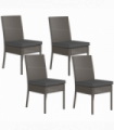 Outsunny 4 PCs Rattan Garden Chairs with Cushion, Wicker Dining Chairs, Grey