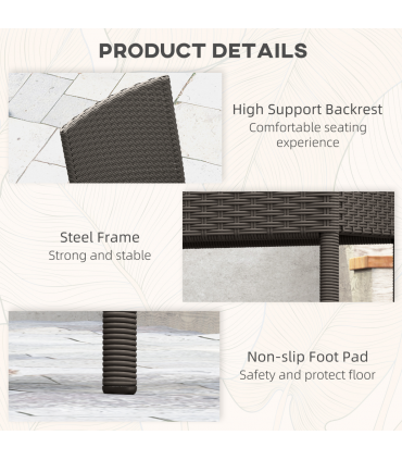 Outsunny 4 PCs Rattan Garden Chairs with Cushion, Wicker Dining Chairs, Grey