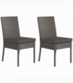 Outsunny 2 PCs Rattan Garden Chairs with Cushion, Wicker Dining Chairs, Grey