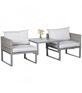 Outsunny 3-in-1 Chair Coffee Table Lounger Seater Sofa w/ Steel Frame Furniture