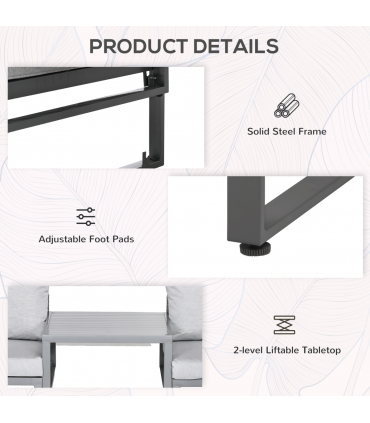 Outsunny 3-in-1 Chair Coffee Table Lounger Seater Sofa w/ Steel Frame Furniture