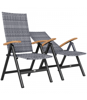 Outsunny Outdoor Folding Dining Chair, Dining Chair, Light Grey