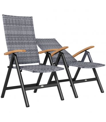 Outsunny Outdoor Folding Dining Chair, Dining Chair, Light Grey