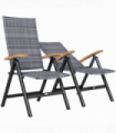 Outsunny Outdoor Folding Dining Chair, Dining Chair, Light Grey
