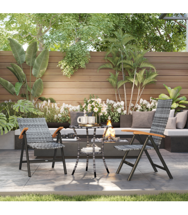 Outsunny Outdoor Folding Dining Chair, Dining Chair, Light Grey