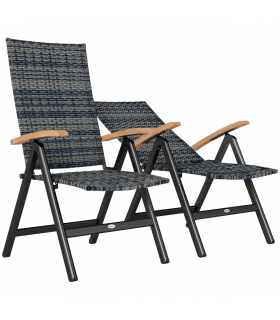 Outsunny Outdoor Folding Dining Chair, Dining Chair, Mixed-grey