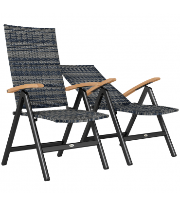 Outsunny Outdoor Folding Dining Chair, Dining Chair, Mixed-grey
