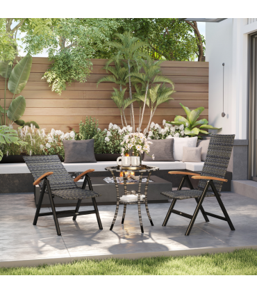 Outsunny Outdoor Folding Dining Chair, Dining Chair, Mixed-grey