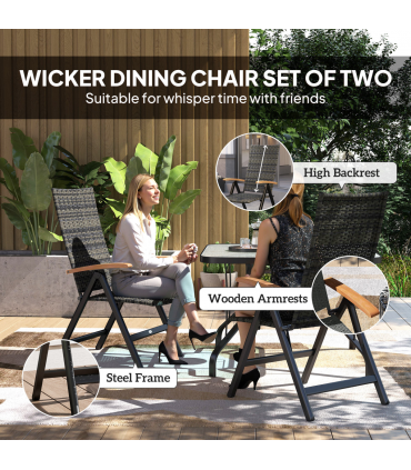 Outsunny Outdoor Folding Dining Chair, Dining Chair, Mixed-grey