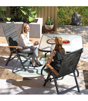 Outsunny Outdoor Folding Dining Chair, Dining Chair, Mixed-grey