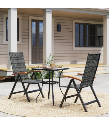 Outsunny Outdoor Folding Dining Chair, Dining Chair, Mixed-grey