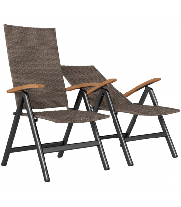 Outsunny Outdoor Folding Dining Chair, Dining Chair, Brown