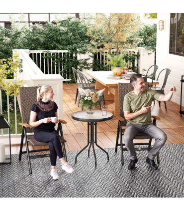 Outsunny Outdoor Folding Dining Chair, Dining Chair, Brown