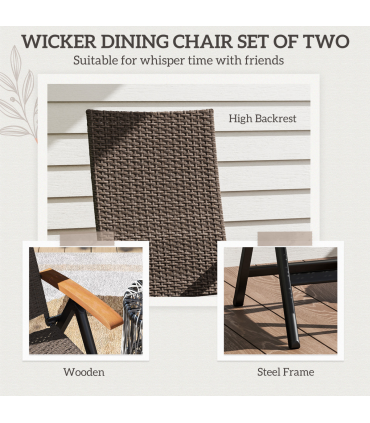 Outsunny Outdoor Folding Dining Chair, Dining Chair, Brown