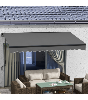 Outsunny 3.5 x 2.5m Electric Retractable Awning, Aluminium Frame, Dark Grey