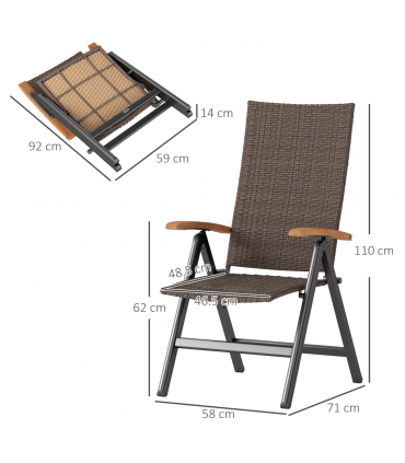 Outsunny Outdoor Folding Dining Chair, Dining Chair, Brown