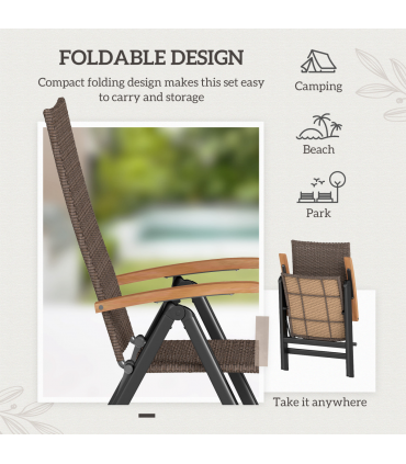 Outsunny Outdoor Folding Dining Chair, Dining Chair, Brown