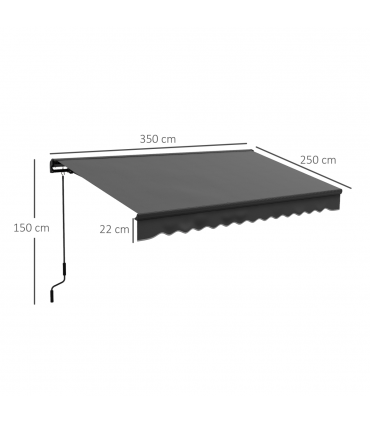 Outsunny 3.5 x 2.5m Electric Retractable Awning, Aluminium Frame, Dark Grey