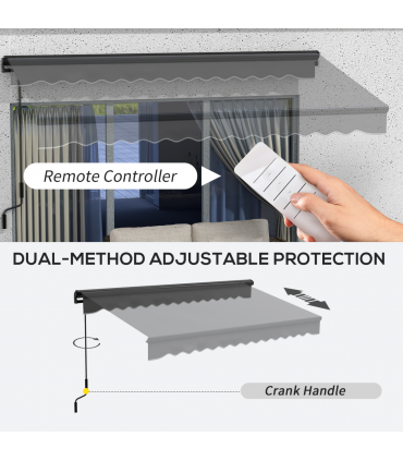 Outsunny 3.5 x 2.5m Electric Retractable Awning, Aluminium Frame, Dark Grey