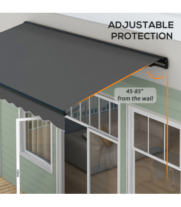 Outsunny 3.5 x 2.5m Electric Retractable Awning, Aluminium Frame, Dark Grey