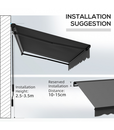 Outsunny 3.5 x 2.5m Electric Retractable Awning, Aluminium Frame, Dark Grey