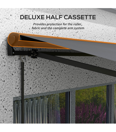 Outsunny 3.5 x 2.5m Electric Retractable Awning, Aluminium Frame, Dark Grey